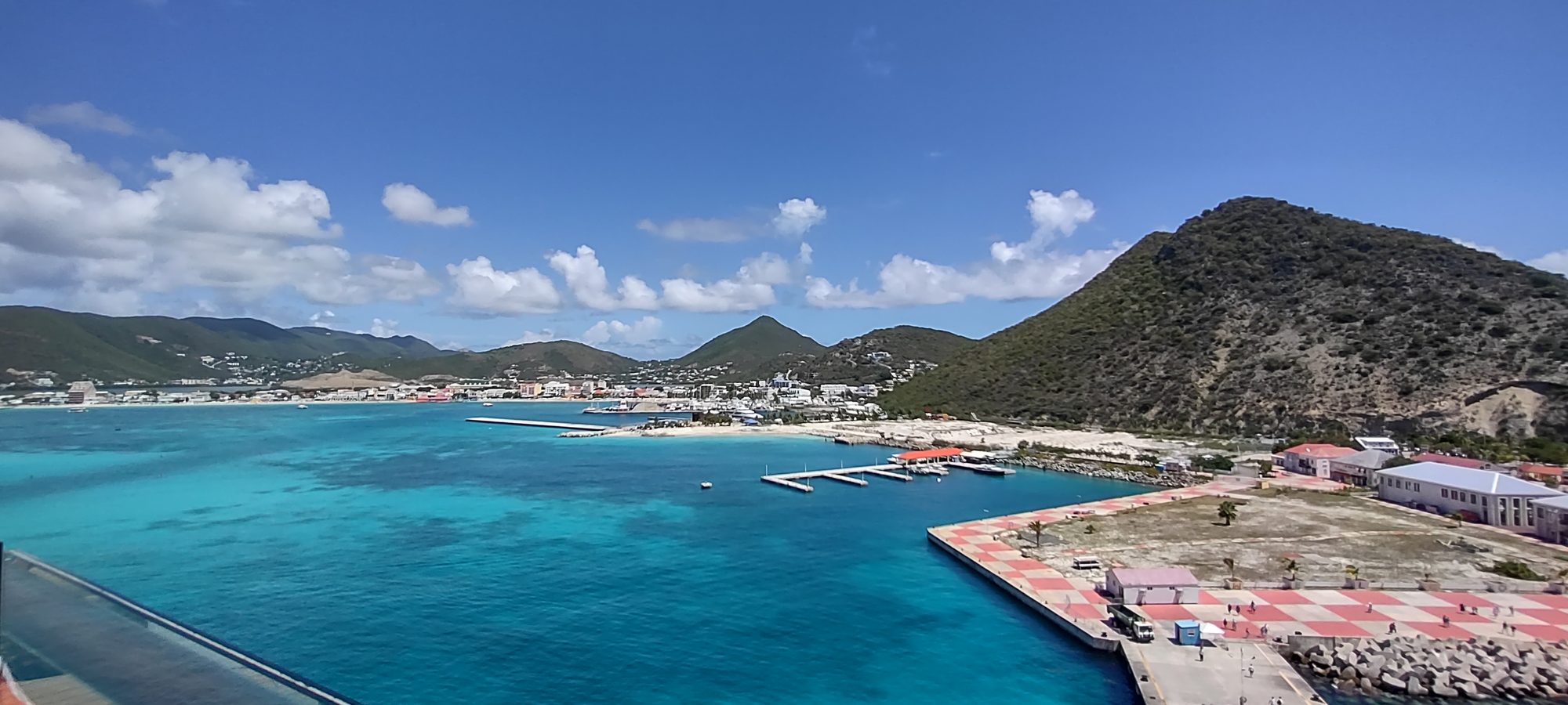 Great Bay and Philipsburg seen from a cruise ship at the Dr. A.C. Wathey pier