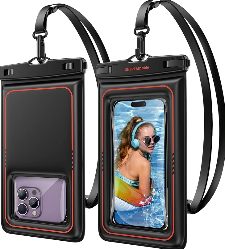 Floating waterproof phone pouch, 2 pack